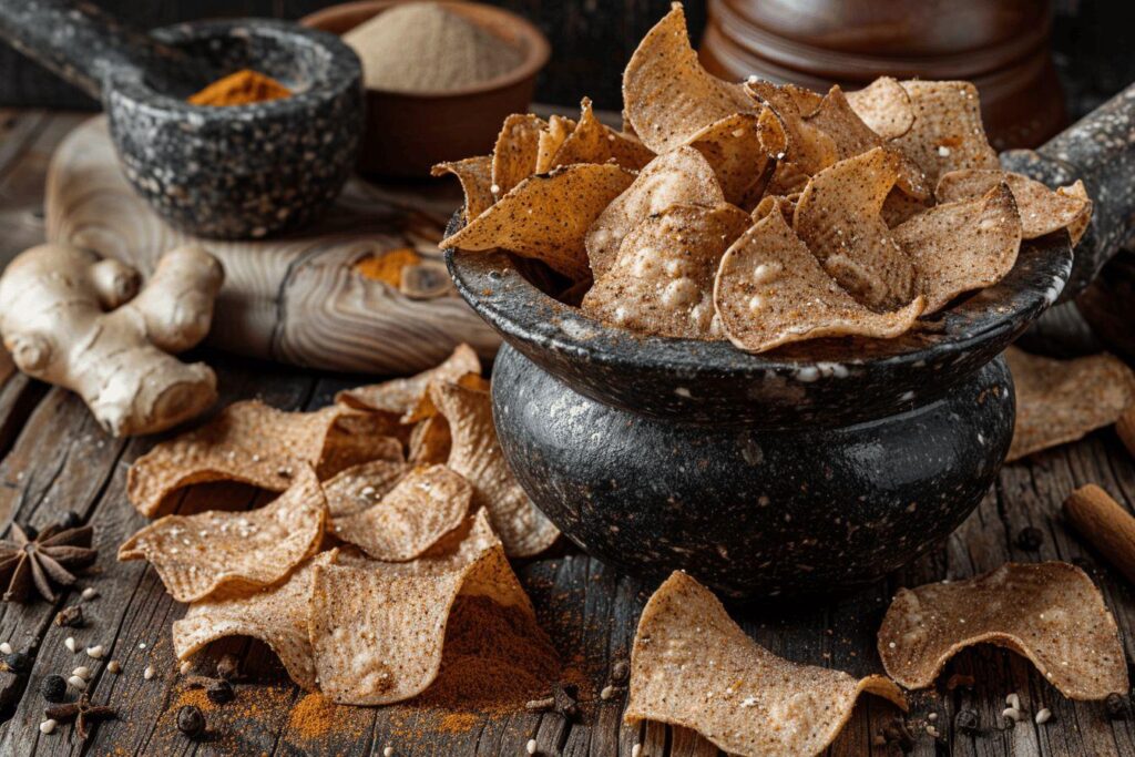 Set de chips au sarrasin : cumin, gingembre et curry pour une expérience de saveurs uniques