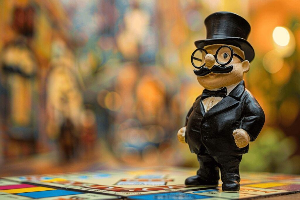 Mr Monopoly : peinture et figurine du célèbre personnage du jeu de société Monopoly